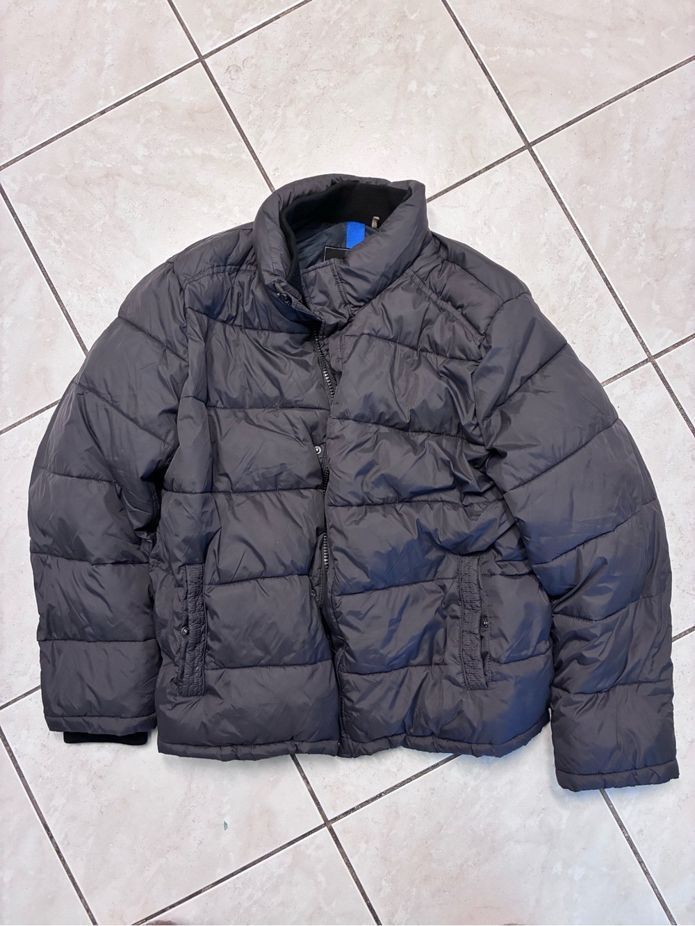 Andrew Marc Men’s XL Charcoal Gray Quilted Puffer Jacket Full Zip Snap Coat